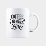 Cana alba personalizata COFFEE IS MY LOVE, INOVATIX&reg;. 330ml