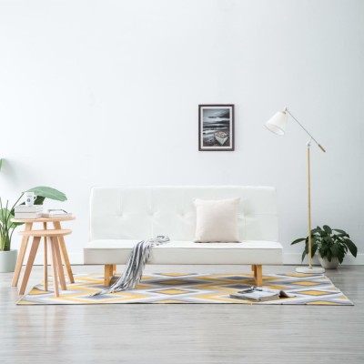vidaXL Canapea extensibilă, piele ecologică, alb foto