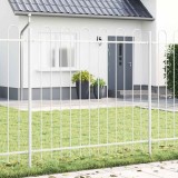 Gard alb, cu v&acirc;rf &icirc;n formă de pavilion, 3.4x1.5 m, din oțel
