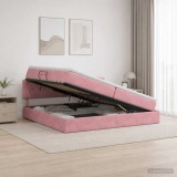 Cumpara ieftin Pat cu storage cu headboard Roz 200 x 200 cm Catifea