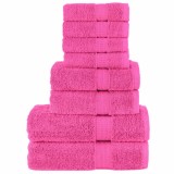 VidaXL Set de prosoape premium SOLUND, 8 piese, roz, 600 g/m&sup2;