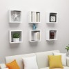 vidaXL Rafturi Perete Cub Alb 30x15x30cm (Set 6) - Raft Suspendat, Etajere Moderne, Depozitare Decorativa