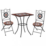 Cumpara ieftin Set de bistro mozaic, 3 piese, cărămiziu &amp; alb, placă ceramică