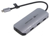 Hub USB HDMI soclu,USB A soclu x3,USB C soclu,USB C mufă