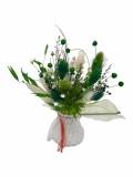 Marturie Martisor tip magnet de frigider cu plante naturale uscate - Verde Alb