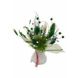 Marturie Martisor tip magnet de frigider cu plante naturale uscate - Verde Alb