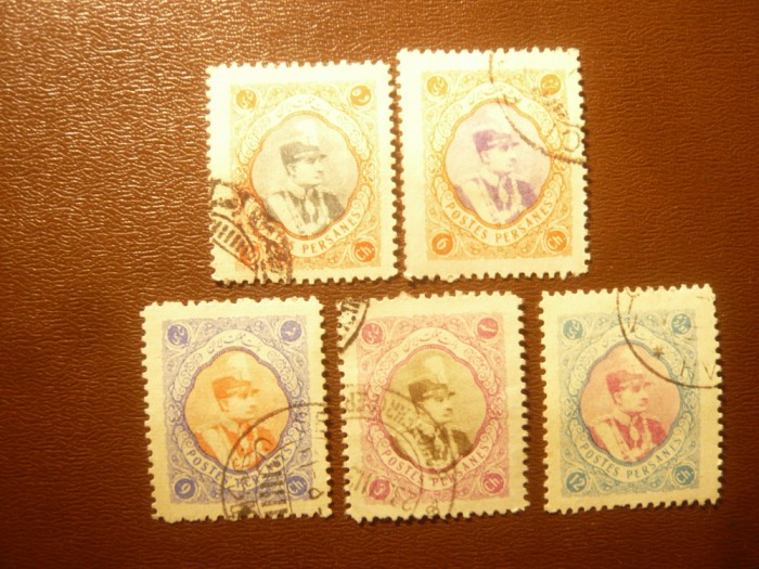 Serie mica Posta Persana ( Iran) 1931 Sah Pahlavi , 5 val. stampilate