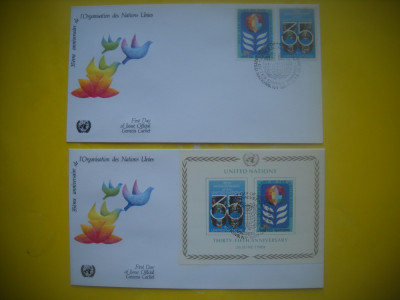 HOPCT PLIC FDC S 1561 ANIVERSARE 35 ANI 1980-2 FDC-ONU NATIUNILE UNITE-NEW YORK foto