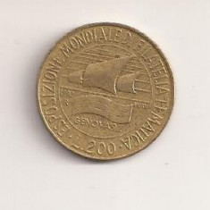 MONEDA 200 LIRE 1992-ITALIA (Philatelic Genoa '92) , Comemorativa