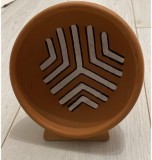 Farfurie Vas stil Cucuteni, ceramică / lut / decorativă, semnătură de artist Petru Maxim, cu suport , obiect de artă, diametru 15 cm, adancime 6 cm,