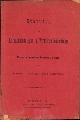 HST C1101 Statuten der Karansebeser Spar-u Vorschuss-Consortions 1893 Caransebeș foto