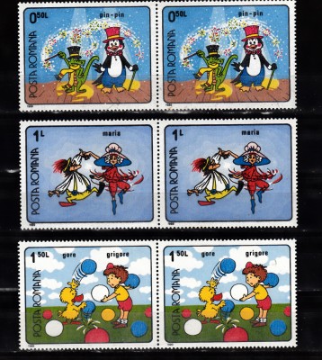 A11 TX9 15 - 1989 - Desene animate din filmele romanesti - perechi doua timbre foto