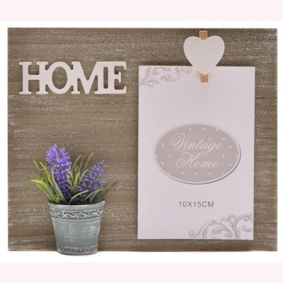 Rama foto din lemn, model cu lavanda si mesaj Home, 24 cm foto