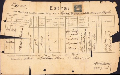 A1114 Extras registru biserică Abrud, 1908, Octavia Alexandrina Barițiu foto