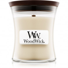 Woodwick Linen lumânare parfumată cu fitil din lemn 85 g