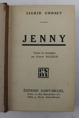 JENNY par SIGRID UNDSET , 1929 foto