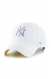 47brand șapcă din amestec de l&acirc;nă MLB New York Yankees culoarea alb, cu imprimeu, 47 Brand