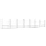 Cumpara ieftin Cos gabion in forma de U cu 8 stalpi, 860x20x150 cm, fier