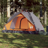 vidaXL Cort camping cupolă 2 persoane, gri/portocaliu, setare rapidă