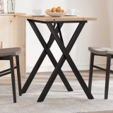 VidaXL Masă bucătărie, cadru X, 80x50x75,5 cm lemn masiv pin și Oţel