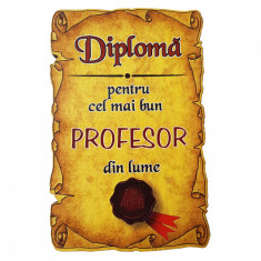 Magnet Diploma pentru Cel mai bun PROFESOR din lume, lemn foto