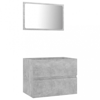 Set mobilier de baie, 2 piese, gri beton, PAL foto