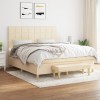 VidaXL Pat box spring cu saltea, crem, 160x200 cm, material textil 3137170