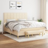 VidaXL Pat box spring cu saltea, crem, 160x200 cm, material textil 3137170