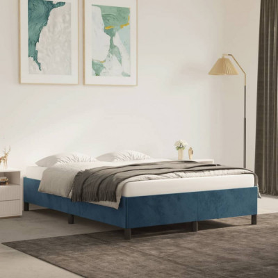 vidaXL Cadru de pat, albastru &amp;icirc;nchis, 140x200 cm, catifea foto