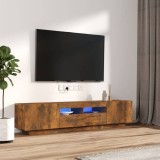 Cumpara ieftin Set dulapuri TV cu LED, 2 piese, stejar fumuriu, lemn prelucrat