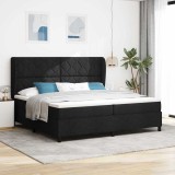Cumpara ieftin Pat cu arcuri cu headboard Negru 200 x 200 cm tesatura