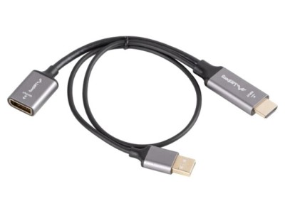 Adaptor LANBERG DisplayPort la HDMI și USB A 0,2m negru foto