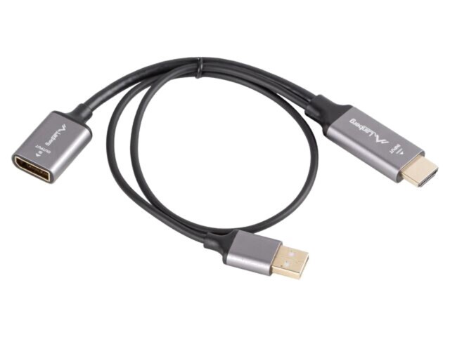 Adaptor LANBERG DisplayPort la HDMI și USB A 0,2m negru