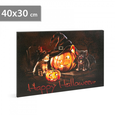 Tablou de Halloween cu LED-uri - agățat pe perete, 2 x AA, 40 x 30 cm foto