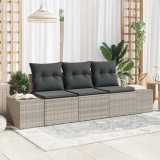 VidaXL Set de canapele pentru grădină 3 pcs Gri deschis Rattan poli 3346922