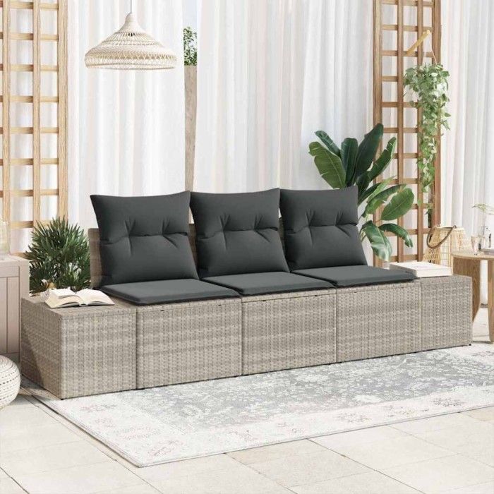 vidaXL Set de canapele pentru grădină 3 pcs Gri deschis Rattan poli 3346922