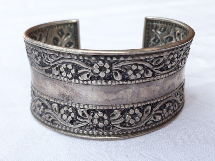 argint BRATARA unica REGLABILA MASIVA LATA art nouveau 1900 FRANTA EXCEPTIONALA