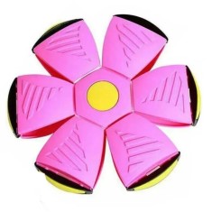 Jucarie 2 in 1, minge si disc, convertibila, 2 moduri de joaca, dimensiune 23 cm, roz