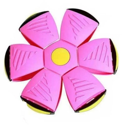 Jucarie 2 in 1, minge si disc, convertibila, 2 moduri de joaca, dimensiune 23 cm, roz foto
