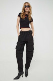Diesel pantaloni femei, culoarea negru, fason cargo, high waist A10576.0PCAK