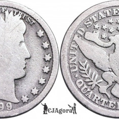 1899 O ( New Orleans ), ¼ dollar ( Barber Quarter ) Statele Unite ale Americii