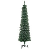 HOMCOM Brad de Crăciun Slim Nins cu 443 de Ramuri, Bază Detașabilă și Pliabilă, &Oslash;48x165 cm, Verde | Aosom Romania