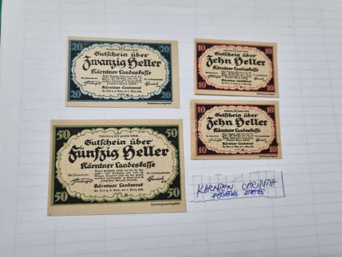 austria notgeld karnten carintia 4v.