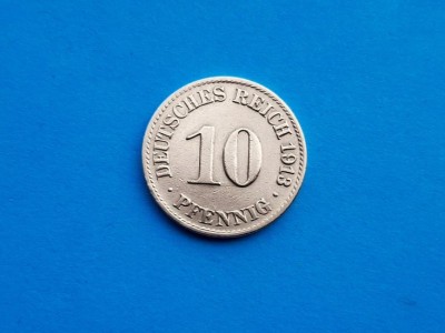 10 Pfennig 1913 Lit. A -Germania-stare buna-Oferta foto