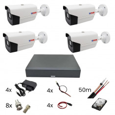 Kit supraveghere 4 camere Rovision oem Hikvision 4 in 1 full hd, 2MP, 2.8mm, DVR Pentabrid 4 canale, 1080N H.264+, accesorii si HDD foto