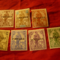 Serie mica Malta 1926 colonie britanica supratipar Postage , 7 val.sarniera