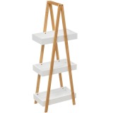 Etajera cu 3 rafturi 5Five Natureo, MDF si bambus, 30x18x82 cm, alb Household NewTrend