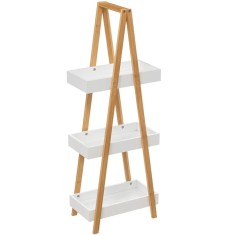 Etajera cu 3 rafturi 5Five Natureo, MDF si bambus, 30x18x82 cm, alb Household NewTrend