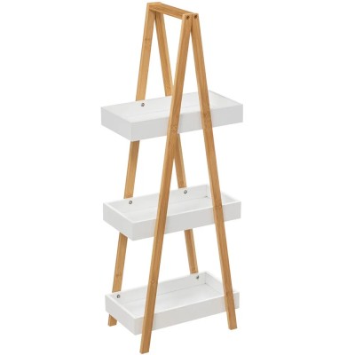 Etajera cu 3 rafturi 5Five Natureo, MDF si bambus, 30x18x82 cm, alb Household NewTrend foto