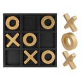 Decoratiune de Masă Joc Tic Tac Toe din Lemn Negru Auriu, CMCLASS